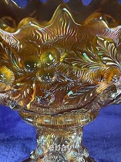 Northwood Carnival Glass Acorn Burrs Marigold Punch Bowl Beautiful