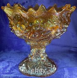 Northwood Carnival Glass Acorn Burrs Marigold Punch Bowl Beautiful