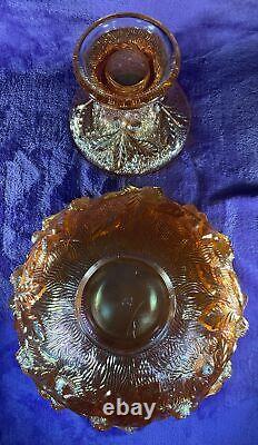 Northwood Carnival Glass Acorn Burrs Marigold Punch Bowl Beautiful