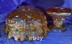 Northwood Carnival Glass Acorn Burrs Marigold Punch Bowl Beautiful