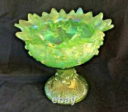 Northwood Carnival Glass Acorn Burrs Punch Bowl and base Ice Green