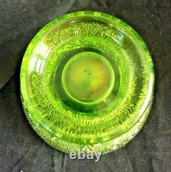 Northwood Carnival Glass Acorn Burrs Punch Bowl and base Ice Green
