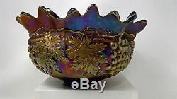 Northwood Carnival Glass Grape & Cable Amethyst Punch Bowl