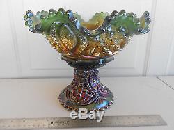 Northwood Carnival Glass MEMPHIS Punch Bowl and Base Set Amethyst Purple