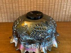 Northwood GRAPE & CABLE ANTIQUE CARNIVAL GLASS PUNCH BOWL WITH BASE AND ONE CUP