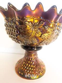 Northwood Grape And Cable Carnival Glass Punch Bowl Set MINT Purple 5 Cups