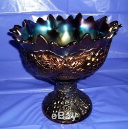 Northwood Grape & Cable 2 PC. Carnival Glass Punch Bowl & Base Amethyst