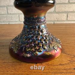 Northwood Grape & Cable Amethyst Carnival Glass Punch Bowl with Base Signed