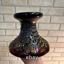 Northwood Grape & Cable Amethyst Carnival Glass Punch Bowl with Base Signed