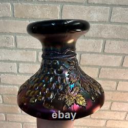 Northwood Grape & Cable Amethyst Carnival Glass Punch Bowl with Base Signed