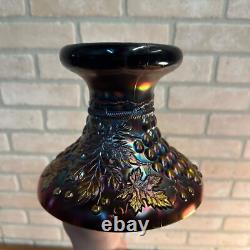Northwood Grape & Cable Amethyst Carnival Glass Punch Bowl with Base Signed