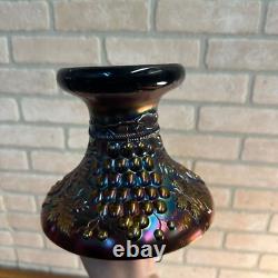 Northwood Grape & Cable Amethyst Carnival Glass Punch Bowl with Base Signed