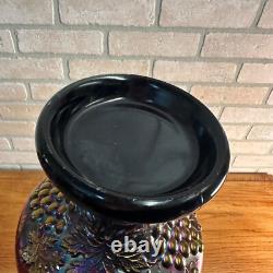 Northwood Grape & Cable Amethyst Carnival Glass Punch Bowl with Base Signed