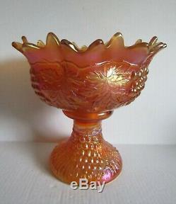 Northwood Grape & Cable Marigold Carnival Glass Punch Bowl & Cups Set