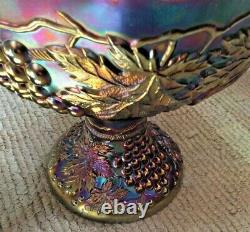 Northwood Grape and Cable small Amethyst Punch bowl set Carnival Glass beautiful
