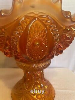 Northwood Marigold Carnival Glass Punch Bowl &Base Memphis Pattern