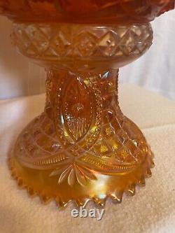 Northwood Marigold Carnival Glass Punch Bowl &Base Memphis Pattern