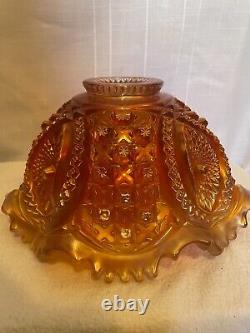 Northwood Marigold Carnival Glass Punch Bowl &Base Memphis Pattern