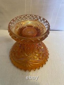 Northwood Marigold Carnival Glass Punch Bowl &Base Memphis Pattern