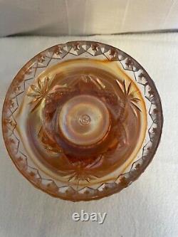 Northwood Marigold Carnival Glass Punch Bowl &Base Memphis Pattern