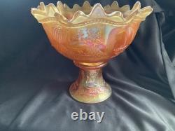 Northwood Peacock At The Fountain Marigold 12Pc Punch Set Stunning And Rare