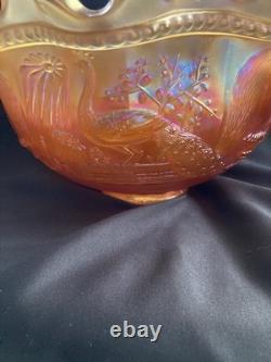 Northwood Peacock At The Fountain Marigold 12Pc Punch Set Stunning And Rare