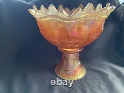 Northwood Peacock At The Fountain Marigold 12Pc Punch Set Stunning And Rare