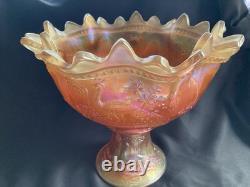 Northwood Peacock At The Fountain Marigold 12Pc Punch Set Stunning And Rare