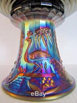 Northwood Peacock at the Fountain Amethyst Electric Carnival Glass Punch Bowl