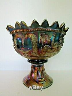 Northwood Peacock at the Urn Amethyst Carnival Glass Punch BowlRARE