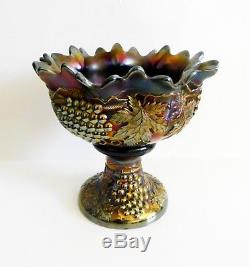 Northwood amethyst carnival glass punchbowl and stand marked FRE SHIPPING