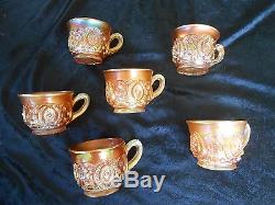 Northwood carnival Glass Memphis Punch Bowl Marigold 6 cups