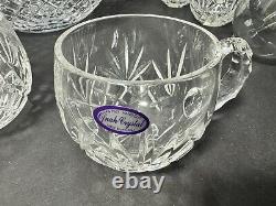 Ofnah Crystal Punch Bowl Set 2 Gal. Vintage Withladle & 8 Cups Rm