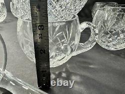 Ofnah Crystal Punch Bowl Set 2 Gal. Vintage Withladle & 8 Cups Rm