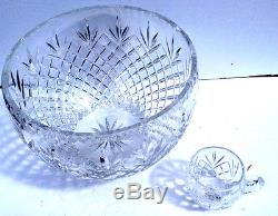 Ofnah Crystal Windsor Punch Bowl Set With 8 Cups #AO40