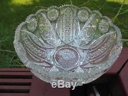 Old Antique Brilliant Period J Hoare Newport Cut Glass Punch Bowl 12 3/8