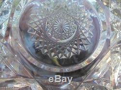 Old Antique Brilliant Period J Hoare Newport Cut Glass Punch Bowl 12 3/8