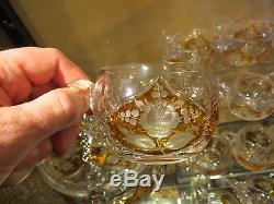 Older Bohemian Art Glass Punch Bowl Set