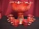 Orange Tree Punch Bowl Set 8 Piece Deep Marigold Carnival Glass By Fenton
