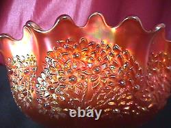 Orange Tree Punch Bowl Set 8 Piece Deep Marigold Carnival Glass By Fenton