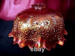 Orange Tree Punch Bowl Set 8 Piece Deep Marigold Carnival Glass By Fenton