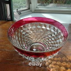 Original Box included! Whitehall Ruby Red Flash Colony 14 piece Punch Bowl