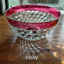 Original Box included! Whitehall Ruby Red Flash Colony 14 piece Punch Bowl
