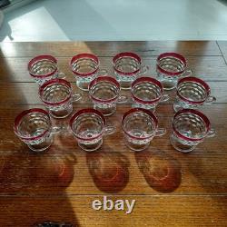 Original Box included! Whitehall Ruby Red Flash Colony 14 piece Punch Bowl