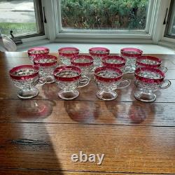 Original Box included! Whitehall Ruby Red Flash Colony 14 piece Punch Bowl