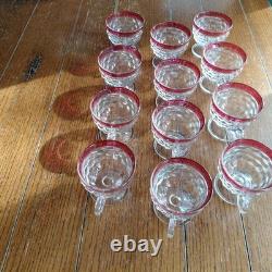 Original Box included! Whitehall Ruby Red Flash Colony 14 piece Punch Bowl