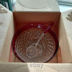 Original Box included! Whitehall Ruby Red Flash Colony 14 piece Punch Bowl