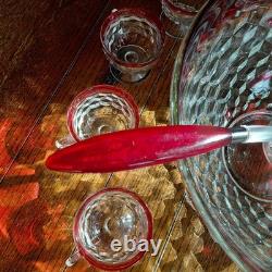 Original Box included! Whitehall Ruby Red Flash Colony 14 piece Punch Bowl