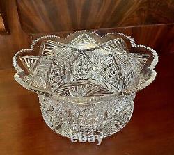 Outstanding American Brilliant Period Large Cut Glass Center Bowl or Punch Bowl