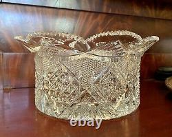 Outstanding American Brilliant Period Large Cut Glass Center Bowl or Punch Bowl